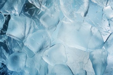 İşlenmiş mavi soğuk kırılan buz yüzeyi dokusu kolajı. Pankart, arkaplan veya 3B haritalama için doku