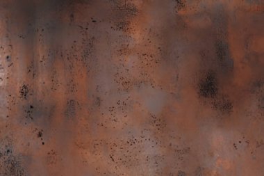 Paslı metal masa yüzey dokusunun işlenmiş kolajı. Pankart, arkaplan veya 3B haritalama için doku