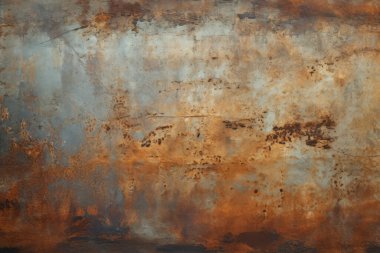 Turuncu paslı metal yüzey dokusunun işlenmiş kolajı. Pankart, arkaplan veya 3B haritalama için doku