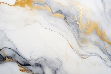 İşlenmiş beyaz ve altın mermer desenli kolaj. Pankart, arkaplan veya 3B haritalama için doku