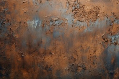 Gündüz vakti paslı metal yaprak dokusunun işlenmiş kolajı. Pankart, arkaplan veya 3B haritalama için doku