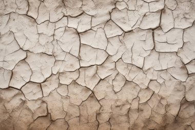 Kurumuş çatlamış toprak yüzey dokusunun işlenmiş kolajı. Pankart, arkaplan veya 3B haritalama için doku