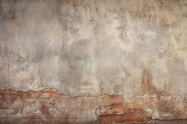 Kirli, kahverengi beton yüzey dokusunun işlenmiş kolajı. Pankart, arkaplan veya 3B haritalama için doku