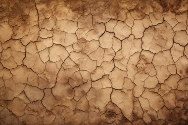 Kurumuş çatlamış toprak yüzey dokusunun işlenmiş kolajı. Pankart, arkaplan veya 3B haritalama için doku