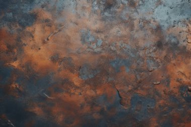 Gündüz vakti paslı metal yaprak dokusunun işlenmiş kolajı. Pankart, arkaplan veya 3B haritalama için doku