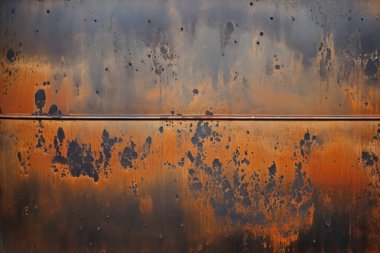 Gündüz vakti paslı metal yaprak dokusunun işlenmiş kolajı. Pankart, arkaplan veya 3B haritalama için doku