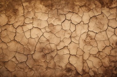 Kurumuş çatlamış toprak yüzey dokusunun işlenmiş kolajı. Pankart, arkaplan veya 3B haritalama için doku