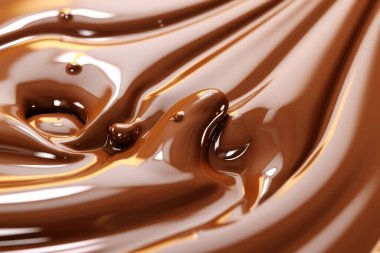 Erimiş çikolata dokusunun işlenmiş kolajı. Pankart, arkaplan veya 3B haritalama için doku