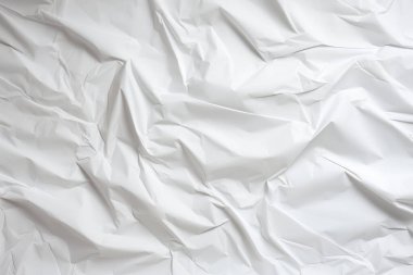 Buruşmuş beyaz kağıt dokusunun işlenmiş kolajı. Pankart, arkaplan veya 3B haritalama için doku