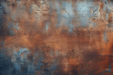 Gündüz vakti paslı metal yaprak dokusunun işlenmiş kolajı. Pankart, arkaplan veya 3B haritalama için doku