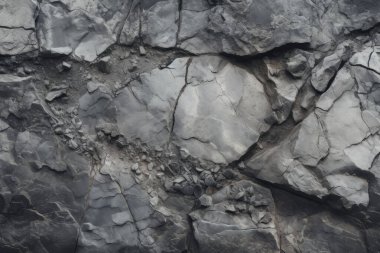 Gri kayalık kaya yüzey dokusunun işlenmiş kolajı. Pankart, arkaplan veya 3B haritalama için doku