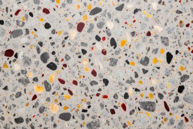 Terrazzo yüzey dokusunun işlenmiş kolajı. Pankart, arkaplan veya 3B haritalama için doku