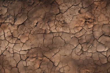 Çatlamış kil yüzey dokusunun işlenmiş kolajı. Pankart, arkaplan veya 3B haritalama için doku