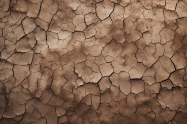 Çatlamış kil yüzey dokusunun işlenmiş kolajı. Pankart, arkaplan veya 3B haritalama için doku