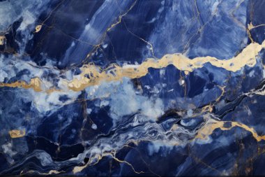 Lüks lacivert mermer desenli işlenmiş kolaj. Pankart, arkaplan veya 3B haritalama için doku