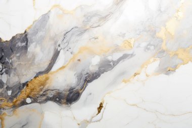 İşlenmiş beyaz ve altın mermer desenli kolaj. Pankart, arkaplan veya 3B haritalama için doku
