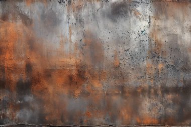Paslı metal yüzey dokusunun işlenmiş kolajı. Pankart, arkaplan veya 3B haritalama için doku
