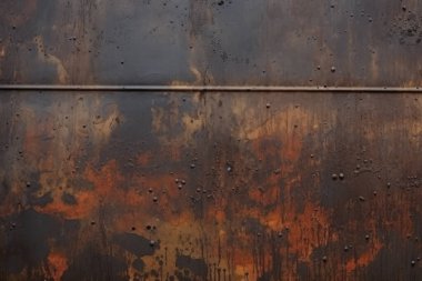 Gündüz vakti paslı metal yaprak dokusunun işlenmiş kolajı. Pankart, arkaplan veya 3B haritalama için doku