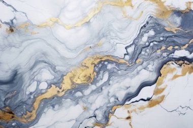 İşlenmiş beyaz ve altın mermer desenli kolaj. Pankart, arkaplan veya 3B haritalama için doku