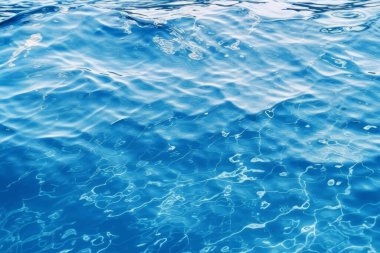 Güneş ışığında işlenmiş mavi su dalgaları dokusu kolajı. Pankart, arkaplan veya 3B haritalama için doku