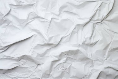 Buruşmuş beyaz kağıt dokusunun işlenmiş kolajı. Pankart, arkaplan veya 3B haritalama için doku