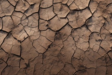 Çatlamış kil yüzey dokusunun işlenmiş kolajı. Pankart, arkaplan veya 3B haritalama için doku