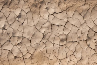 Kurumuş çatlamış toprak yüzey dokusunun işlenmiş kolajı. Pankart, arkaplan veya 3B haritalama için doku