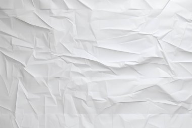 Buruşmuş beyaz kağıt dokusunun işlenmiş kolajı. Pankart, arkaplan veya 3B haritalama için doku