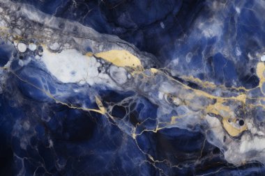 Lüks lacivert mermer desenli işlenmiş kolaj. Pankart, arkaplan veya 3B haritalama için doku