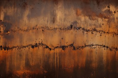 Gündüz vakti paslı metal yaprak dokusunun işlenmiş kolajı. Pankart, arkaplan veya 3B haritalama için doku