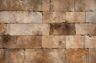 Antik sarı blok duvar dokusunun işlenmiş kolajı. Pankart, arkaplan veya 3B haritalama için doku