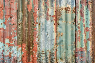 Eski endüstriyel metal çitlerin ya da kapıların fotoğrafı. Arkaplan veya haritalama için arkaplan dokusu