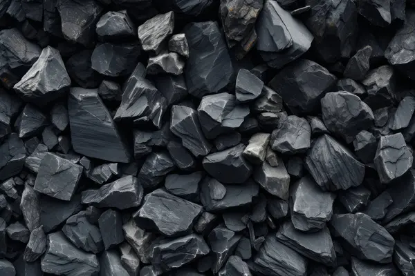 Endüstriyel bezelye kömürü yüzey dokusunun işlenmiş kolajı. Pankart, arkaplan veya 3B haritalama için doku