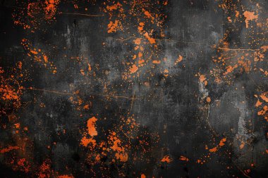 Siyah ve turuncu paslı metal yüzey fotoğrafı. Arkaplan veya haritalama için arkaplan dokusu