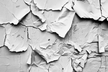 Alçı duvardaki soyulmuş beyaz boyanın fotoğrafı. Yakın plan. Arkaplan veya haritalama için arkaplan dokusu