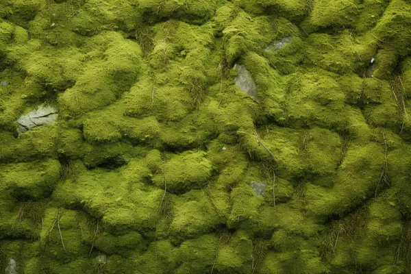 Yosunlu orman yüzey dokusunun işlenmiş kolajı. Pankart, arkaplan veya 3B haritalama için doku