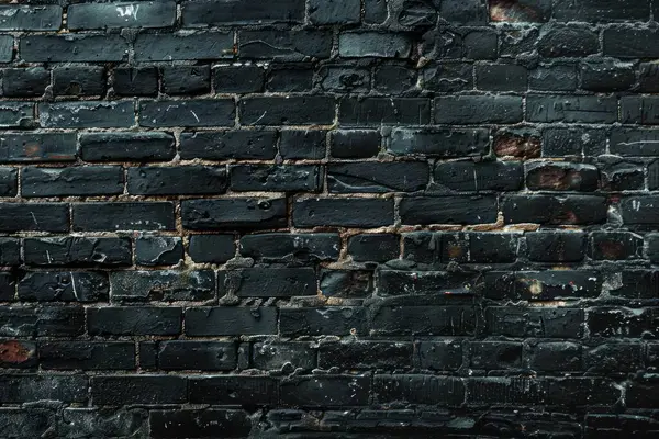 Eski getto siyah tuğla duvarının fotoğrafı. Arkaplan veya haritalama için arkaplan dokusu