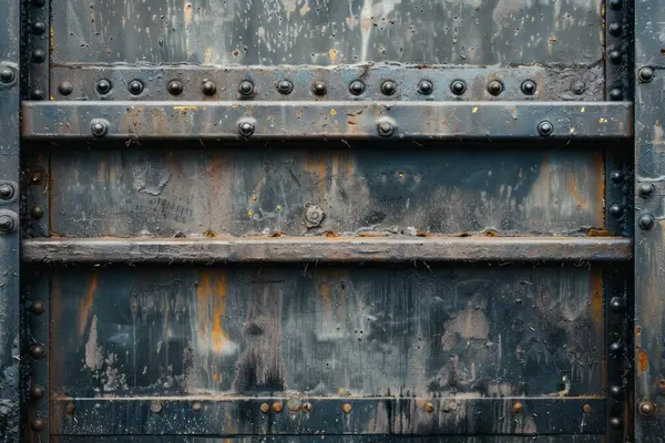 Pas metal duvarlı tren vagonunun yan görüntüsü. Yakından. Arkaplan veya haritalama için arkaplan dokusu