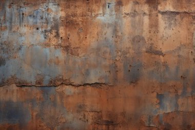 Turuncu paslı metal yüzey dokusunun işlenmiş kolajı. Pankart, arkaplan veya 3B haritalama için doku