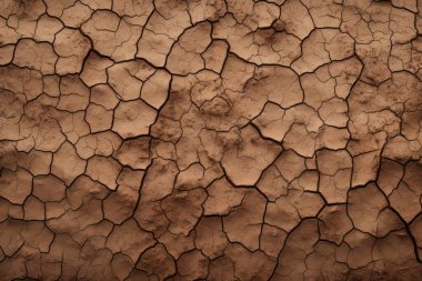 Çatlamış kil yüzey dokusunun işlenmiş kolajı. Pankart, arkaplan veya 3B haritalama için doku
