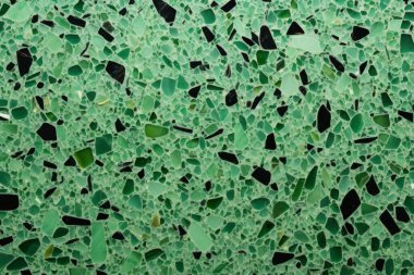 Yeşil terrazzo yüzey dokusunun işlenmiş kolajı. Pankart, arkaplan veya 3B haritalama için doku