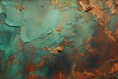 İşlenmiş grunge parçalı kolajı paslı, güpegündüz desenli metal. Pankart, arkaplan veya 3B haritalama için doku