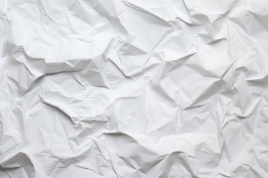 Buruşmuş beyaz kağıt dokusunun işlenmiş kolajı. Pankart, arkaplan veya 3B haritalama için doku