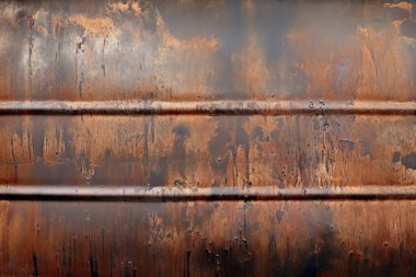 Gündüz vakti paslı metal yaprak dokusunun işlenmiş kolajı. Pankart, arkaplan veya 3B haritalama için doku