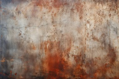 Gündüz vakti paslı metal yaprak dokusunun işlenmiş kolajı. Pankart, arkaplan veya 3B haritalama için doku