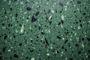 Yeşil terrazzo yüzey dokusunun işlenmiş kolajı. Pankart, arkaplan veya 3B haritalama için doku