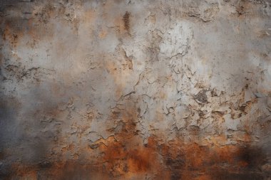 Gündüz vakti paslı metal yaprak dokusunun işlenmiş kolajı. Pankart, arkaplan veya 3B haritalama için doku