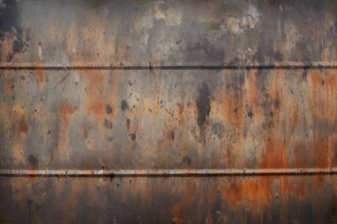 Gündüz vakti paslı metal yaprak dokusunun işlenmiş kolajı. Pankart, arkaplan veya 3B haritalama için doku