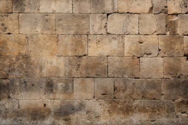 Antik sarı blok duvar dokusunun işlenmiş kolajı. Pankart, arkaplan veya 3B haritalama için doku