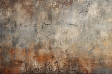 Kirli, kahverengi beton yüzey dokusunun işlenmiş kolajı. Pankart, arkaplan veya 3B haritalama için doku